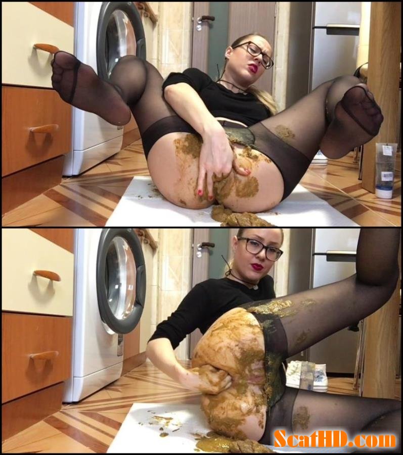 Poop in pantyhose accident and hard fisting dirty ass. (Accident, Food from shit)[FullHD 1080p]