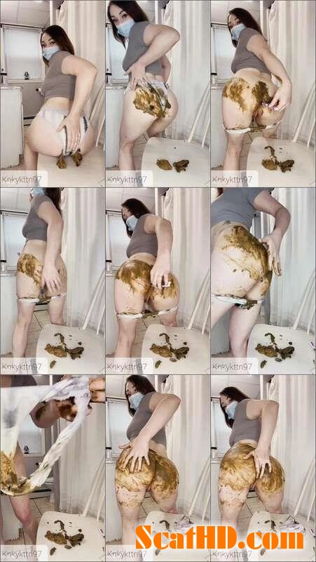 Scat Star KnkyKttn97's Intense Panty Poop Toothbrush Session in FullHD download from ScatHD.com 